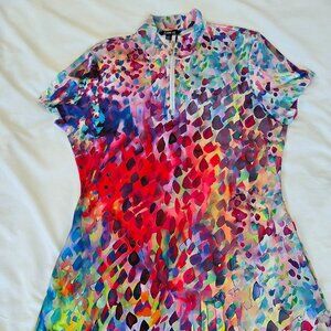 NWT cegolf Short Sleeve Colorful Golf Dress Sz L